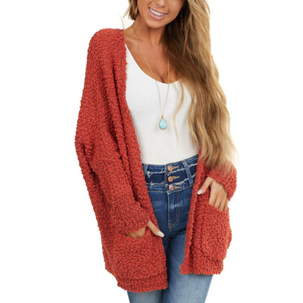 UMGEE Brick Red Thick Knit Cardigan With Side Pockets S